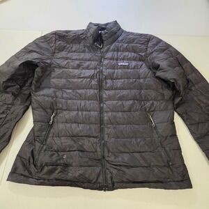 Patagonia Mens Down Sweater Jacket Black Full Zip Puffer Size Medium M
